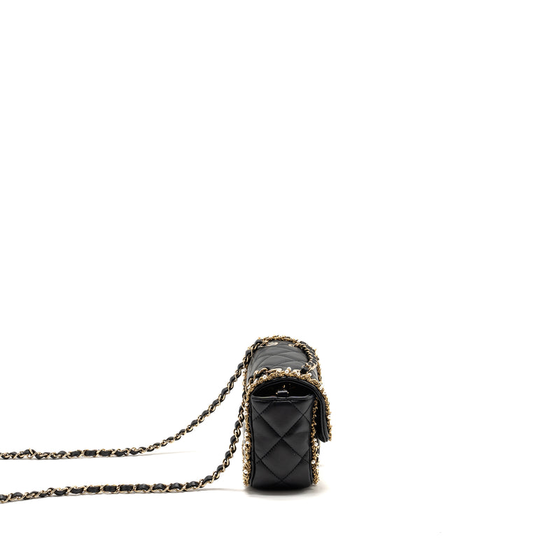 Chanel Pearl Detailed Edge Mini Flap Bag Lambskin Black LGHW (Microchip)