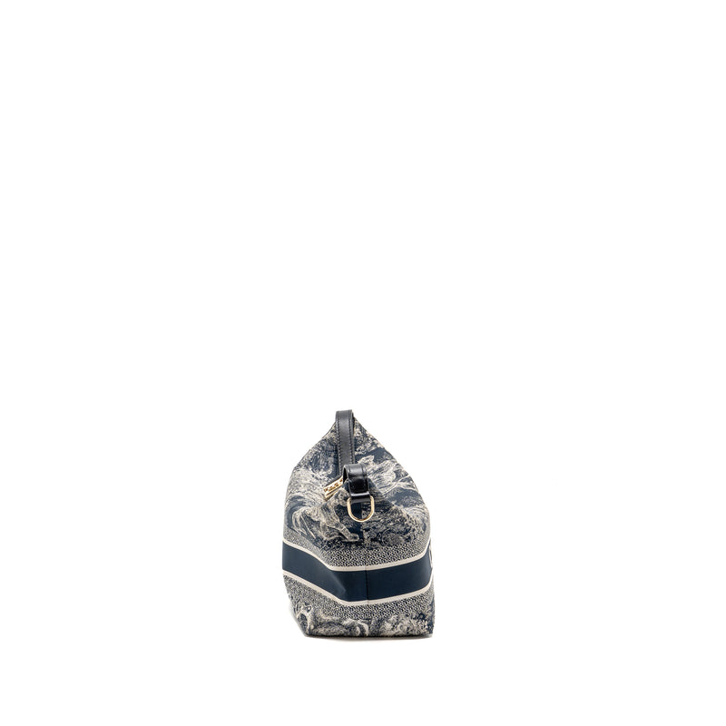 Dior Medium DiorTravel Nomad Pouch Toile de Jouy Reverse Technical Fabric Blue LGHW