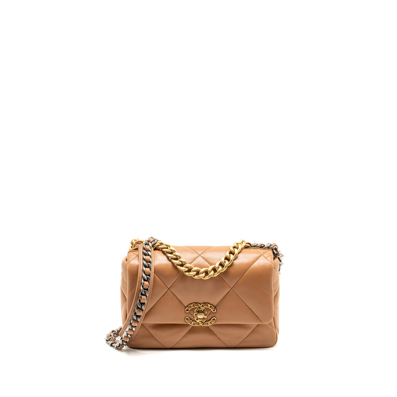 Chanel Small 19 Bag Lambskin Caramel Multicolour Hardware (Microchip)