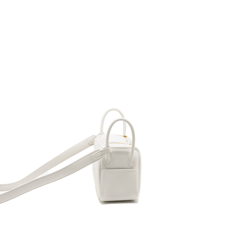 Hermes Mini Lindy II Clemence New White GHW Stamp W