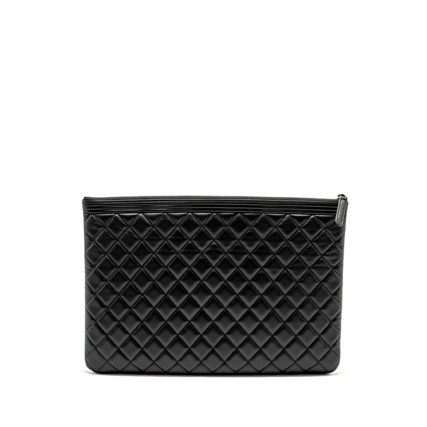 Chanel Boy Pouch Lambskin Black Ruthenium  Hardware