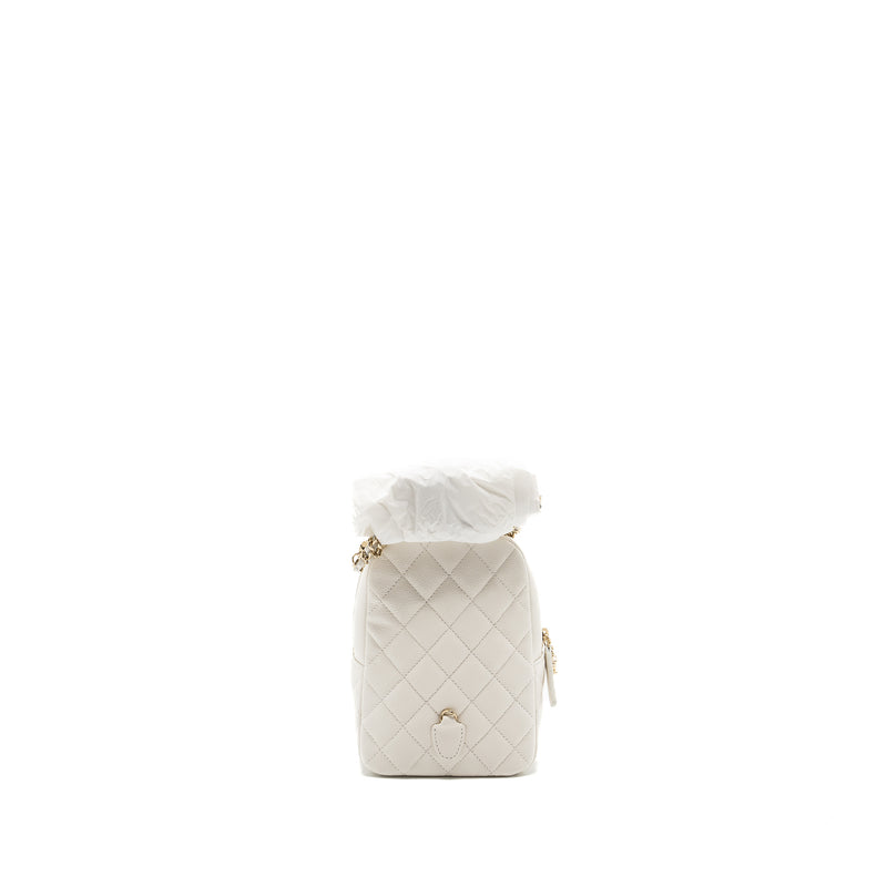 Chanel 24C Mini Backpack/Crossbody Bag Caviar White LGHW