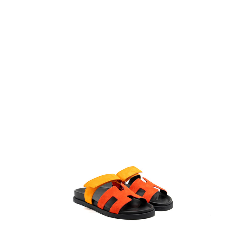 Hermes size 37.5 chypre sandal suede multicolour