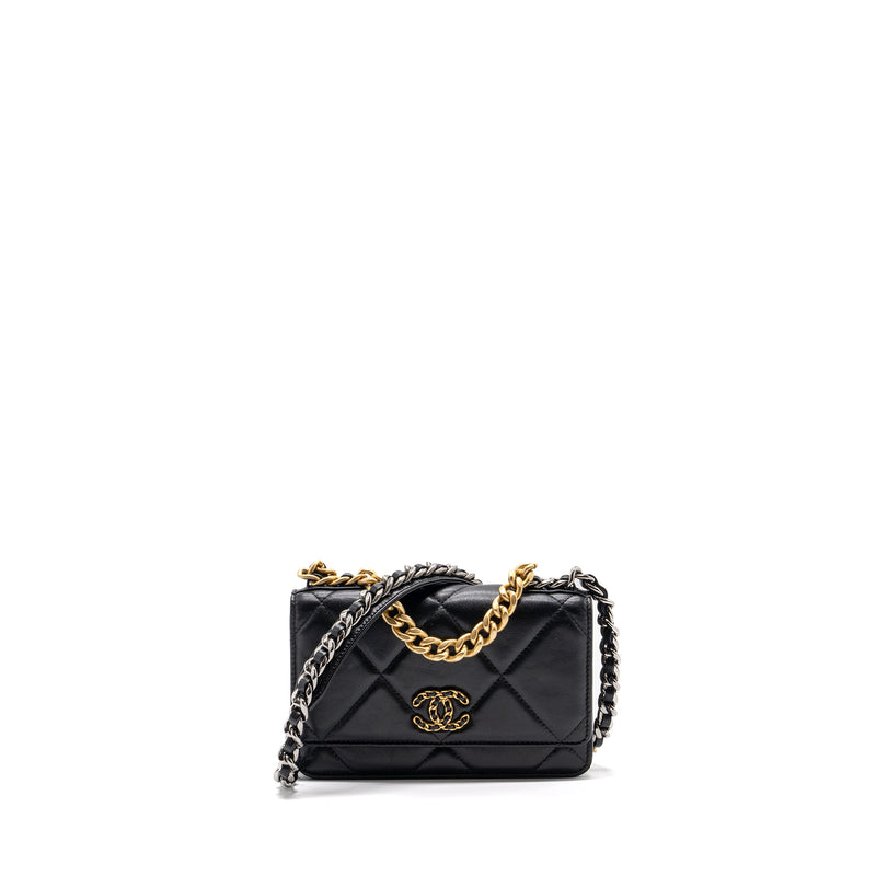 Chanel 19 Wallet On Chain Lambskin Black Multicolour Hardware (microch