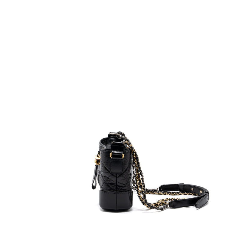 Chanel Small Gabrielle Hobo Bag Aged Calfskin Black Multicoloured Hardware