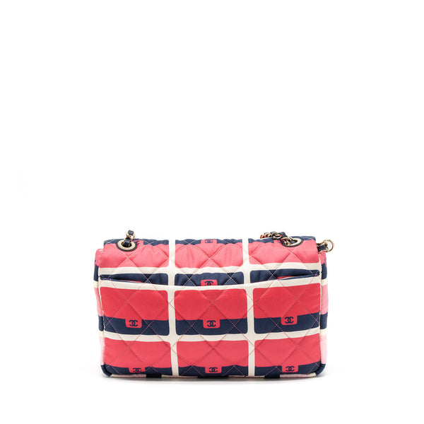Chanel CC Logo Printed Flap Bag Fabric Multicolour LGHW (Microchip)