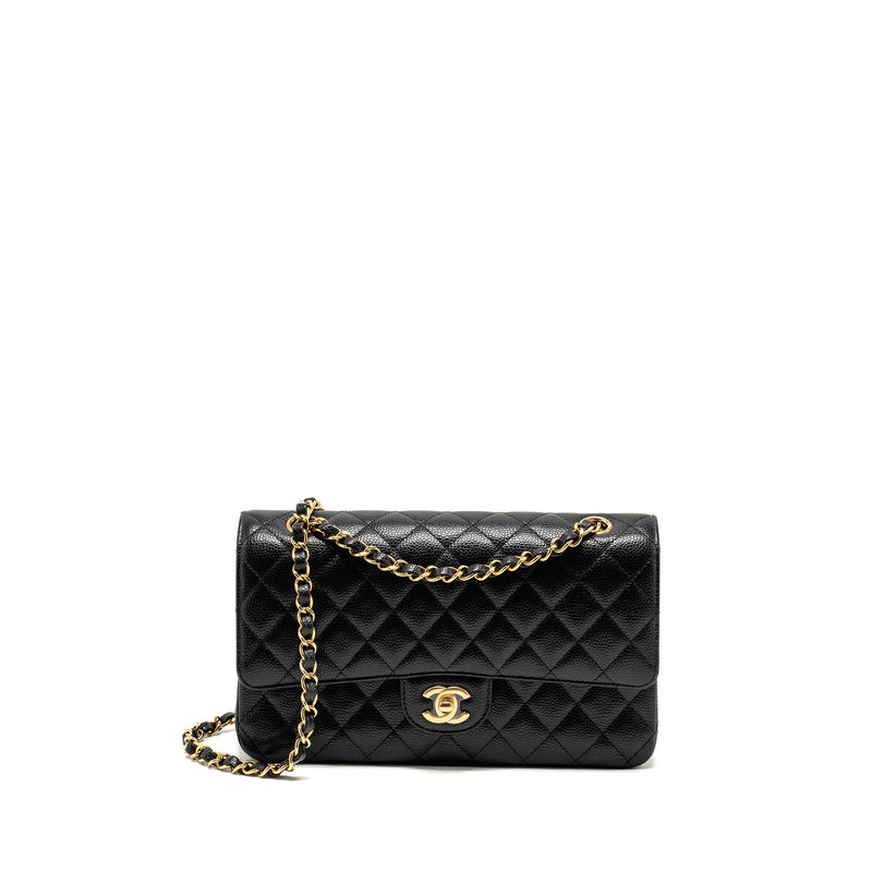 CHANEL Medium Classic Double Flap Bag Caviar Black GHW (Microchip)