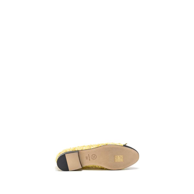 Chanel size 35 Ballerinas Flat Shoes Tweed Yellow/Black