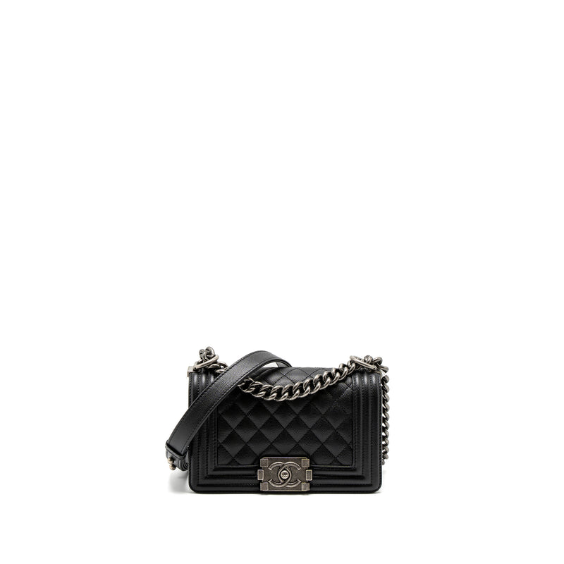 Chanel Small Boy Bag Caviar Black SHW (Microchip)