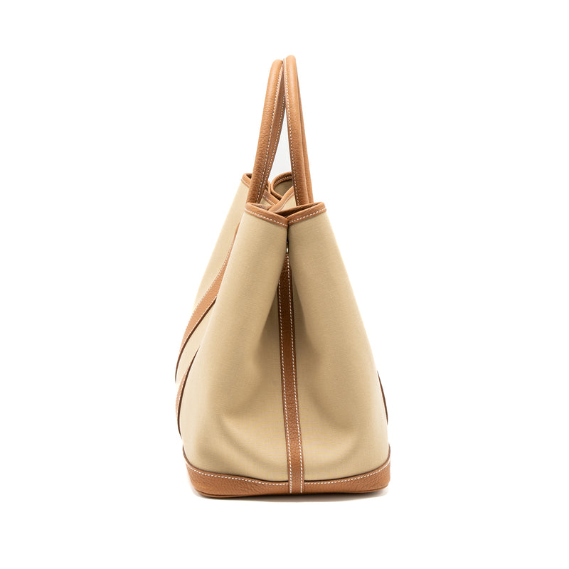 Hermes Garden Party 36 Canvas/Leather Trench/Gold SHW Stamp U