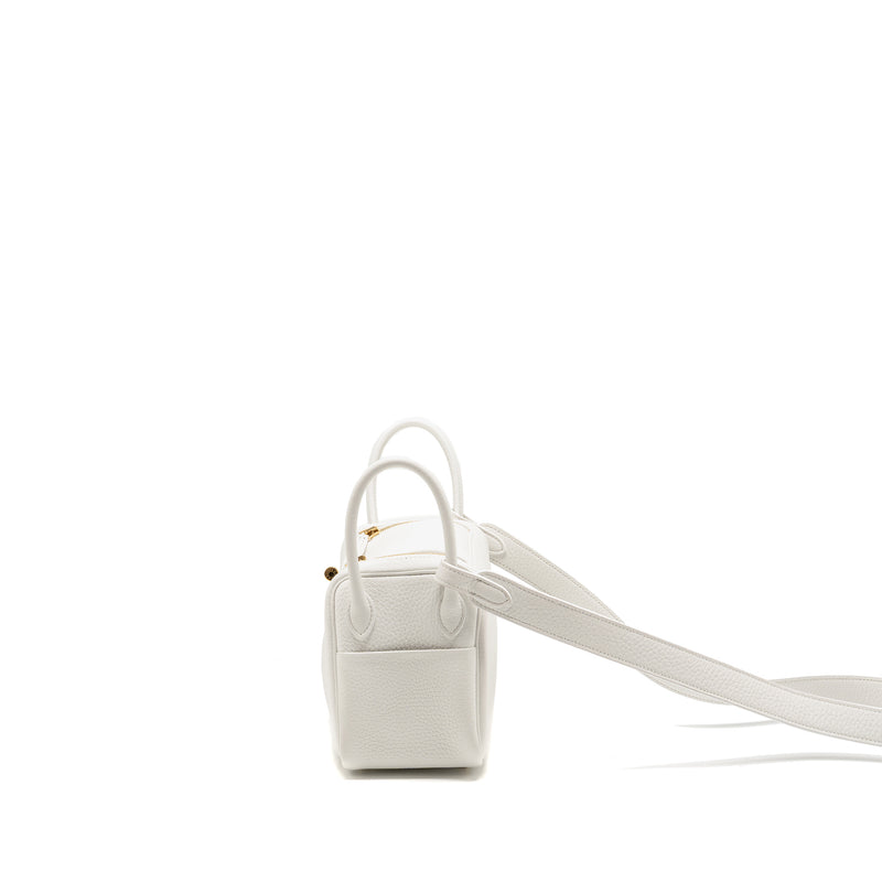 Hermes Mini Lindy II Clemence New White GHW Stamp W