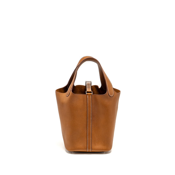 Hermes Picotin 18 Lock Bag Barenia Faubourg Fauve SHW Stamp W