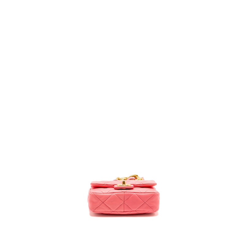 Chanel Mini Funky Town Flap Bag Lambskin Pink GHW (Microchip)