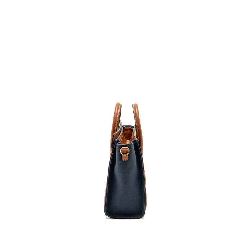 Celine Nano Luggage Bag Calfskin/Denim Tan/Navy GHW