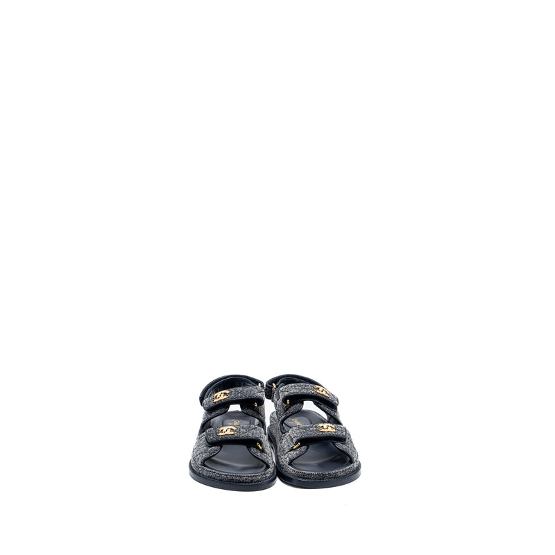 Chanel Size 36.5 Dad Sandals Denim Grey Multicolour Hardware