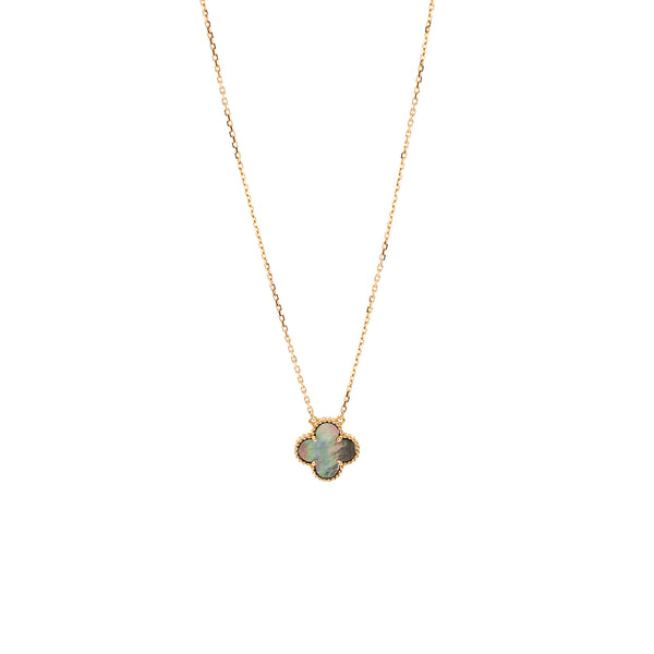 Van Cleef & Arpels Vintage Alhambra Necklace Grey Mother Of Pearl Rose Gold