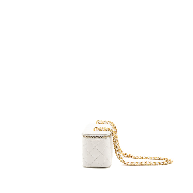 Chanel long vanity with lambskin white GHW (Microchip)