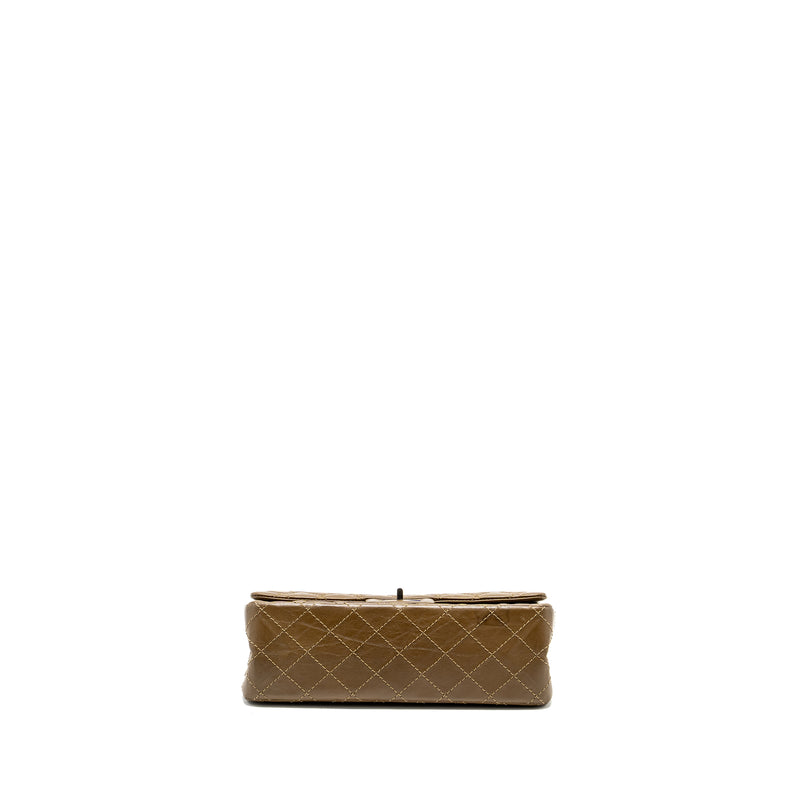 Chanel small 2.55 reissue flap bag calfskin khaki ruthenium hardware