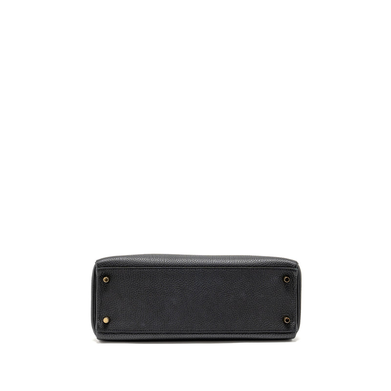 Hermes Kelly 32 Togo Black GHW Stamp Square R