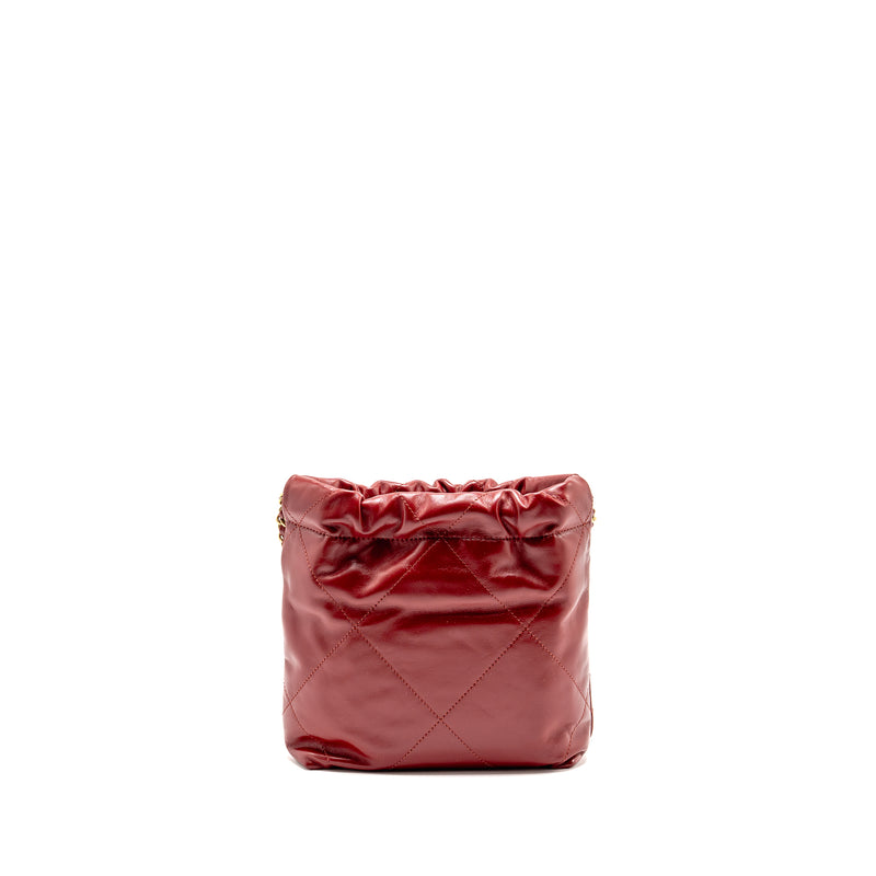 Chanel Mini 22 Bag Shiny Calfskin Red GHW (Microchip)