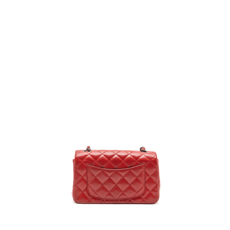 Chanel Mini Rectangular Flap Bag Caviar Red Ruthenium Hardware