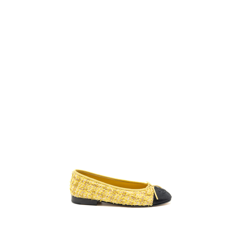 Chanel size 35 Ballerinas Flat Shoes Tweed Yellow/Black