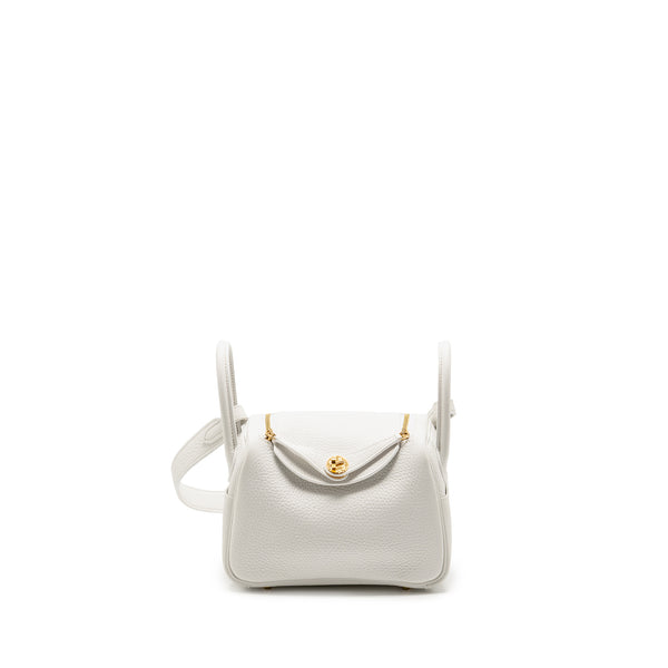 Hermes Mini Lindy II Clemence New White GHW Stamp W