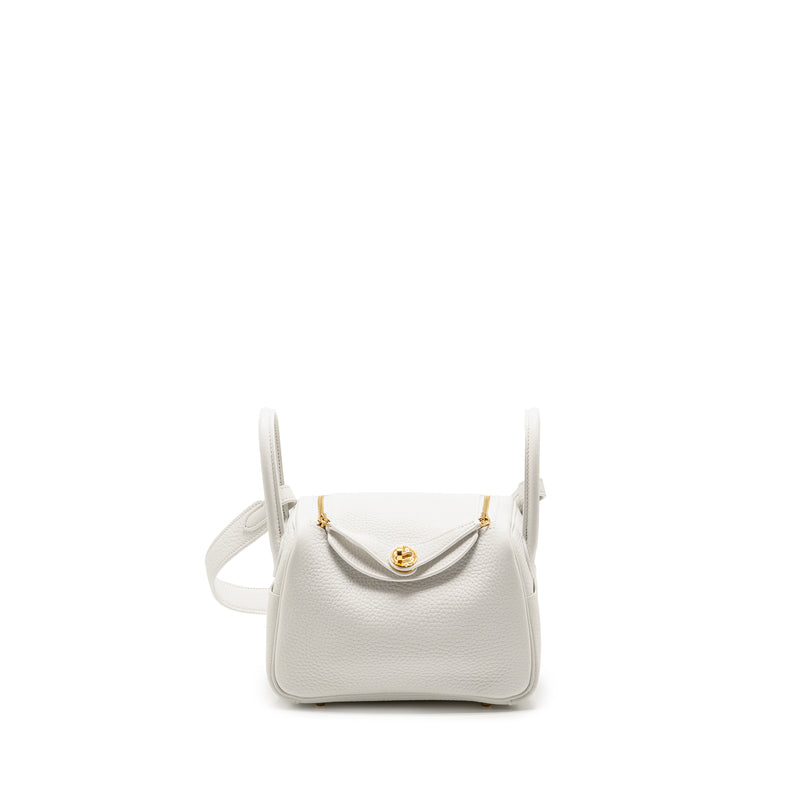 Hermes Mini Lindy II Clemence New White GHW Stamp W