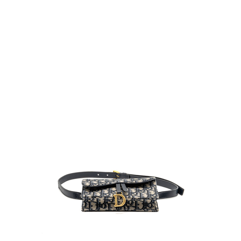 DIOR Saddle Belt Bag Blue Oblique Jacquard Canvas GHW
