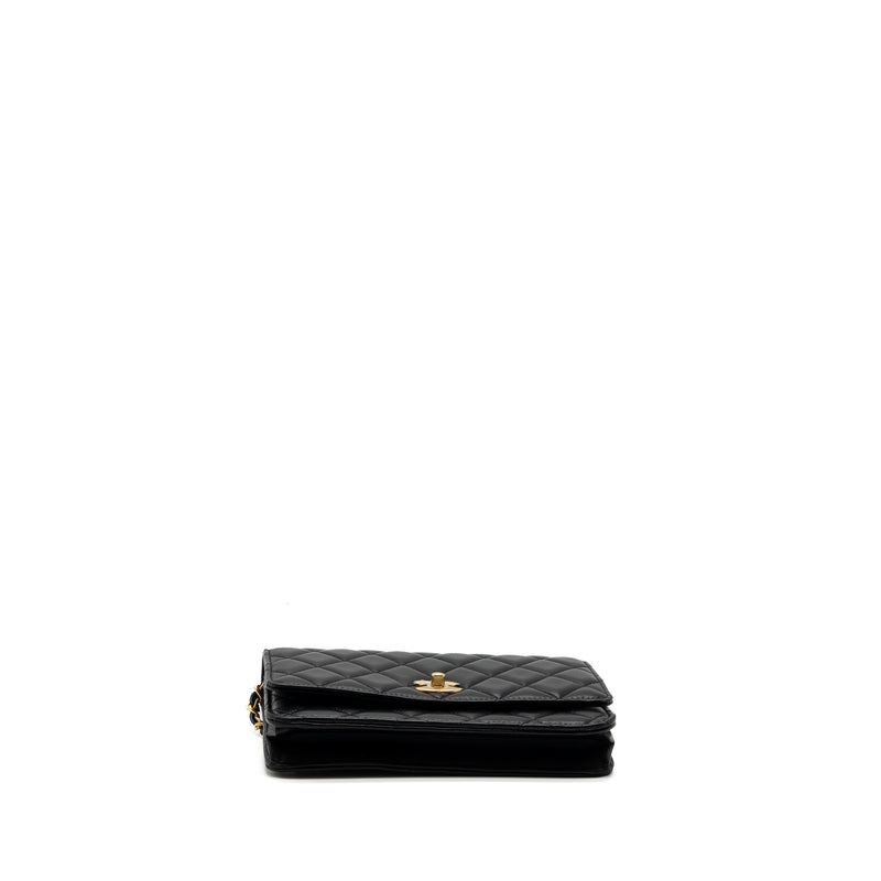 Chanel Pearl Crush Wallet On Chain Lambskin Black GHW (microchip)