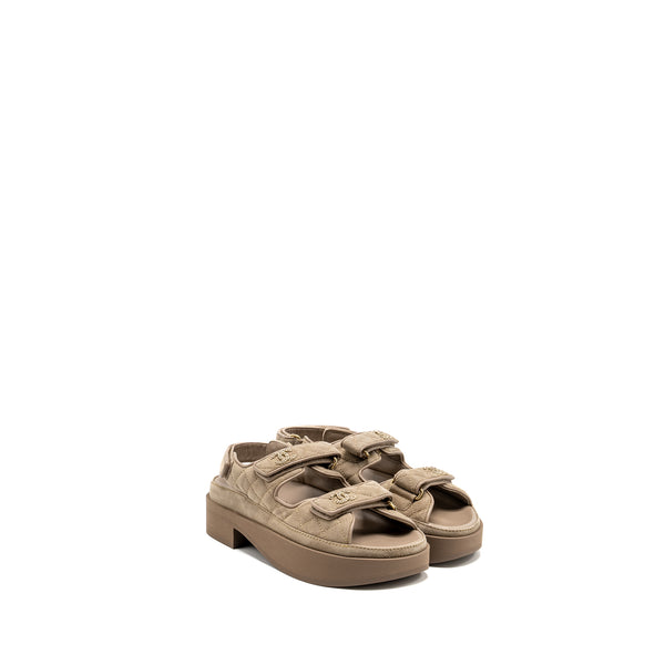 Chanel Size 38 23P Dad Sandals Suede Grey