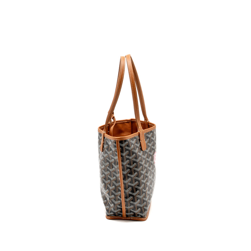 Goyard Mini Anjou Tote Bag Goyardine Canvas / Calfskin Tan SHW