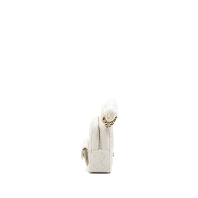 Chanel 24C Mini Backpack/Crossbody Bag Caviar White LGHW (Microchip)
