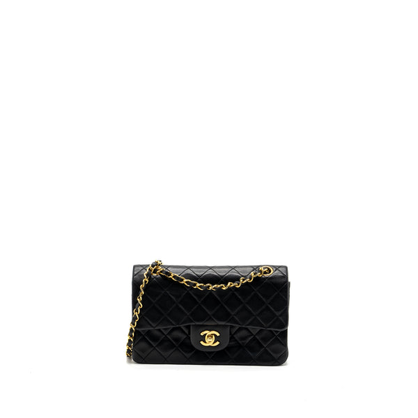 Chanel Vintage Small Classic Double Flap Bag Lambskin Black GHW