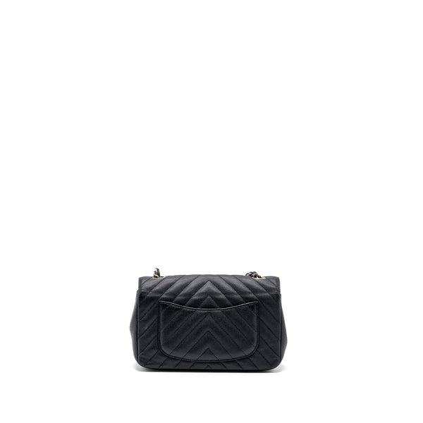 Chanel Mini Rectangular Flap Bag Chevron Caviar Black SHW