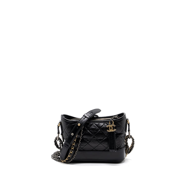 Chanel Small Gabrielle Hobo Bag Aged Calfskin Black Multicoloured Hardware
