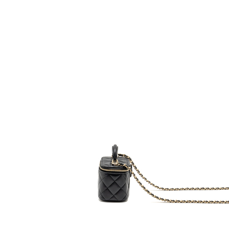 Chanel Top handle mini vanity with chain lambskin black LGHW (microchip)