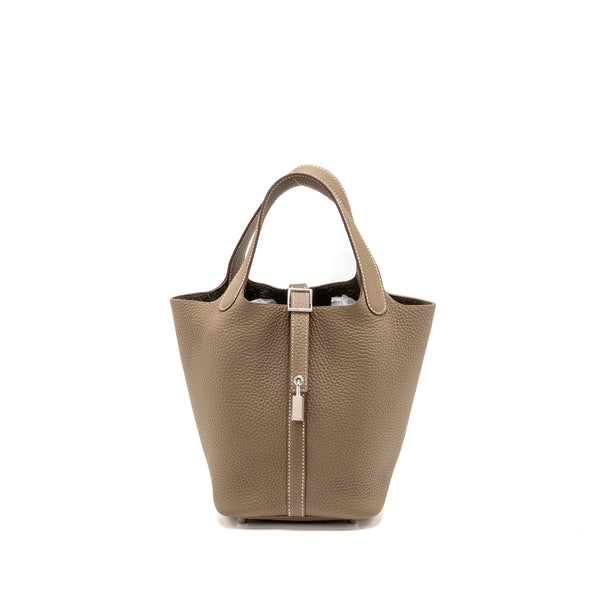Hermes Picotin 18 Lock Bag Clemence Etoupe SHW Stamp B