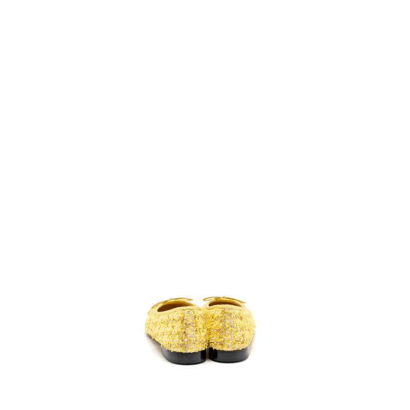 Chanel size 35 Ballerinas Flat Shoes Tweed Yellow/Black