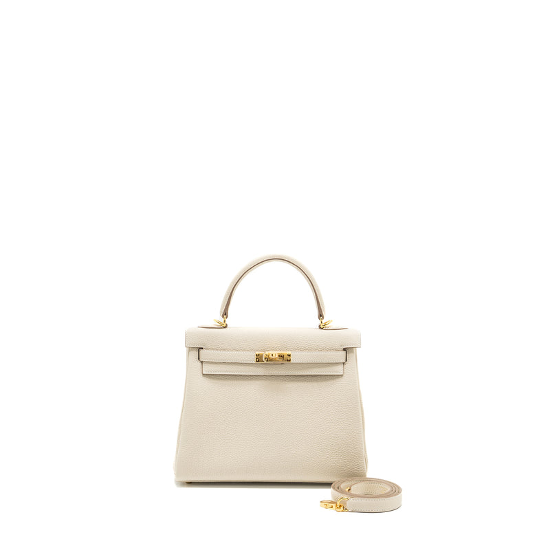 Hermes Kelly 25 Togo Craie GHW Stamp W