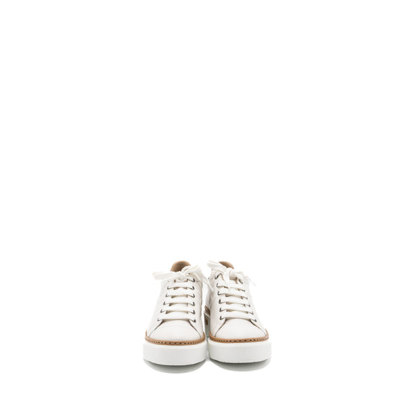 Hermes Size 37 Femme Polo Sneakers White/ Argent