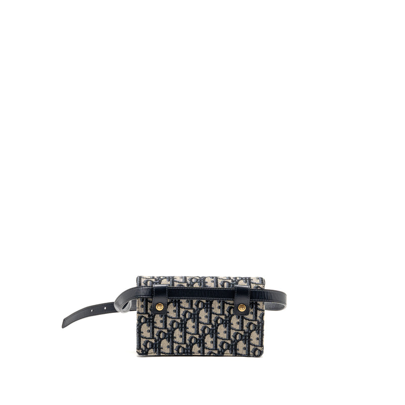 DIOR Saddle Belt Bag Blue Oblique Jacquard Canvas GHW