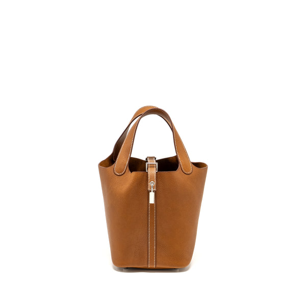 Hermes Picotin 18 Lock Bag Barenia Faubourg Fauve SHW Stamp W
