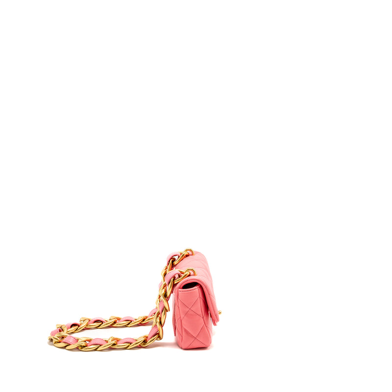 Chanel Mini Funky Town Flap Bag Lambskin Pink GHW (Microchip)