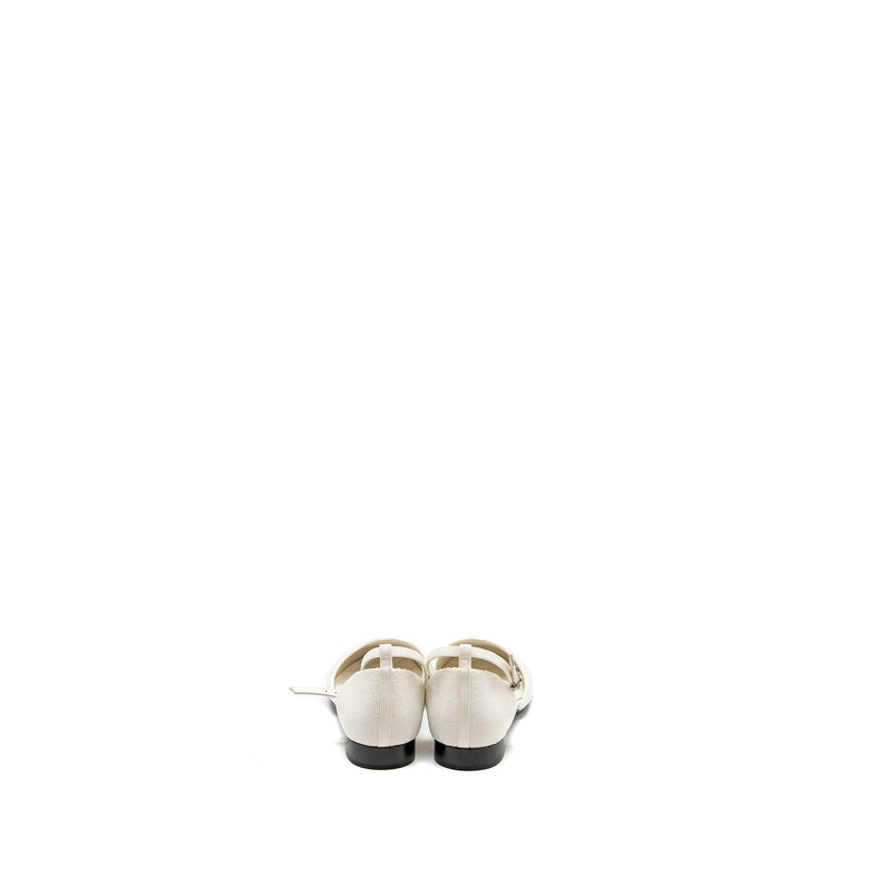 Chanel Size 36.5 Logo Detailed Sandals Sequin White/Black