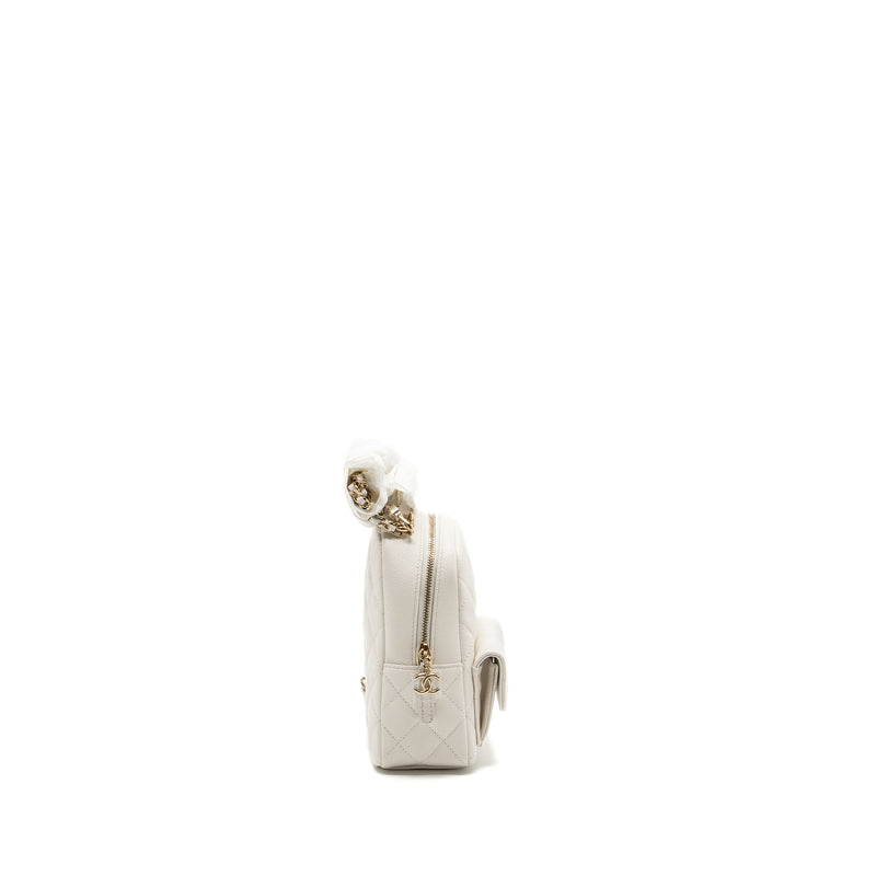 chanel mini backpack white Chanel 24C Mini Backpack/Crossbody Bag Caviar White LGHW