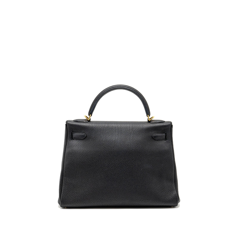 Hermes Kelly 32 Togo Black GHW Stamp Square R