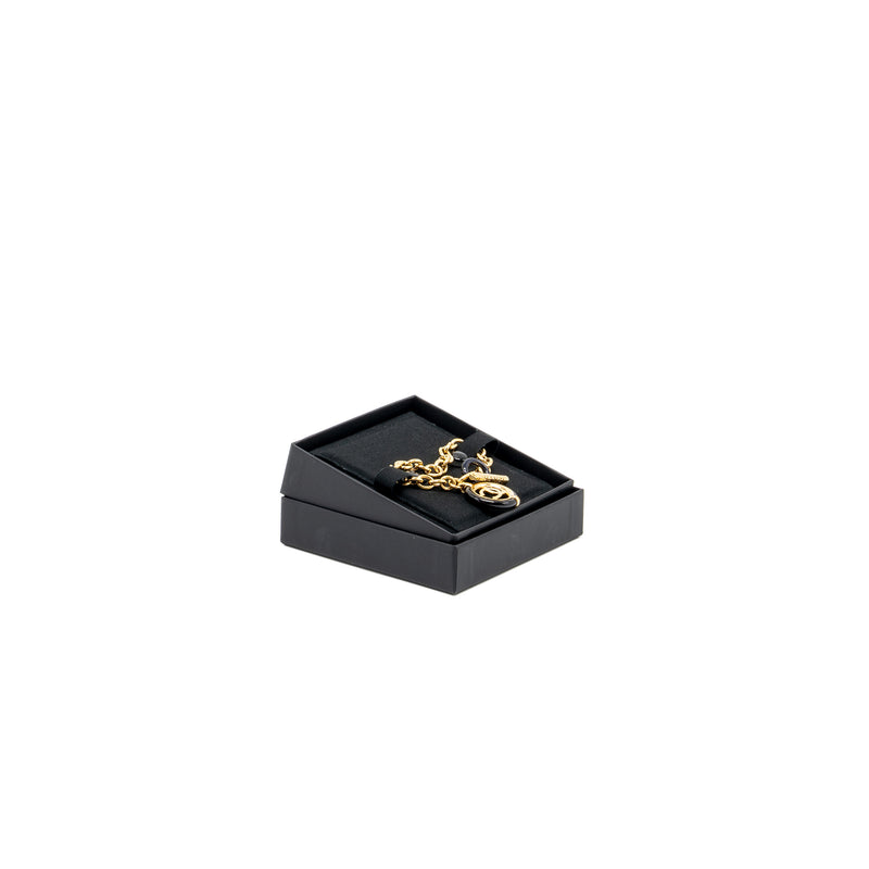 Chanel Round CC Logo Dropped Bracelet Black/Gold Tone