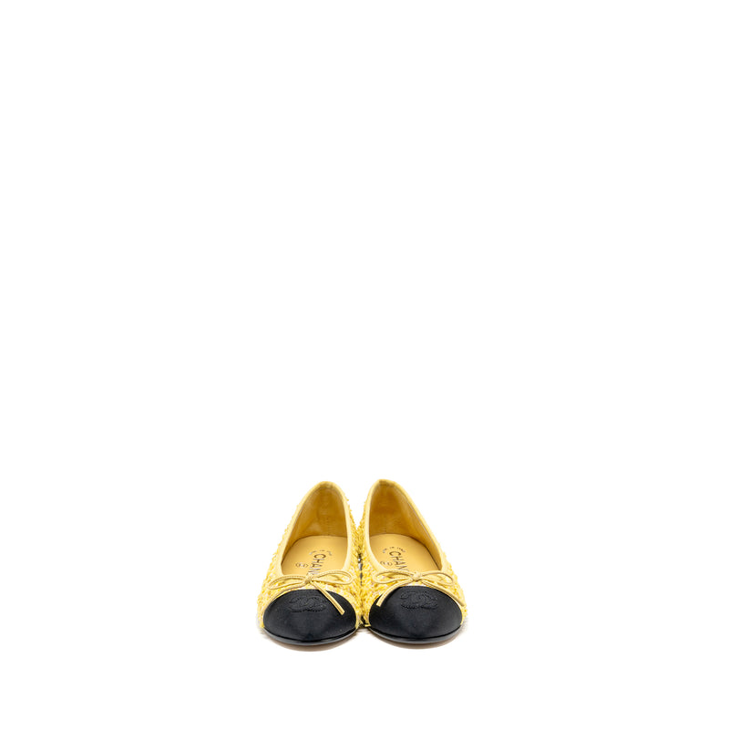 Chanel size 35 Ballerinas Flat Shoes Tweed Yellow/Black