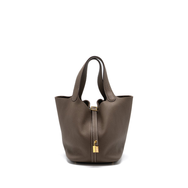 Hermes picotin 22 lock bag clemence etoupe GHW stamp Y